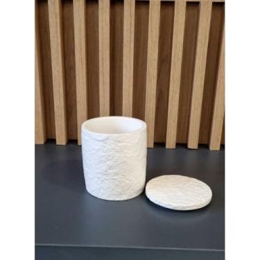 Imagem de Kit Banheiro Luxo em Concreto Texturizado Pedra – Bandeja Saboneteira Porta Escovas e Pote com Tampa Kit Lavabo Moderno e Elegante (Pote com tampa,Natural)