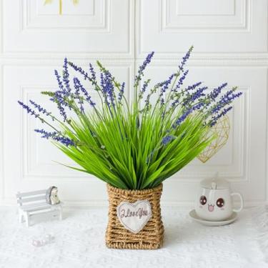 Imagem de Pacote com 2 unidades de plantas artificiais, folhas falsas, caules, galhos verdes de plástico para decoração de festa de casamento em ambientes internos e externos