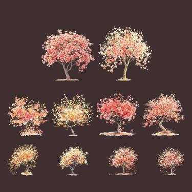 Imagem de Conjunto de adesivos de scrapbook de árvores florais efêmeras holográficas para álbuns de recortes, diários e materiais de arte