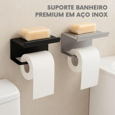 Imagem de Suporte de Banheiro Aço Inox Premium Porta Toalha Papel Higiênico Aces