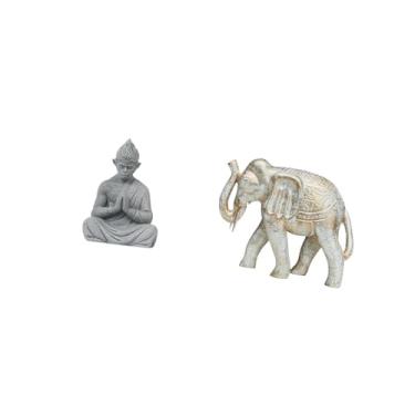 Imagem de Fenteer Escultura de Buda de Madeira de Elefante Sun Wukong, Estatueta de Animal Esculpida à Mão, Miniatura Colecionável para Decoração de Mesa de Pátio de Ho