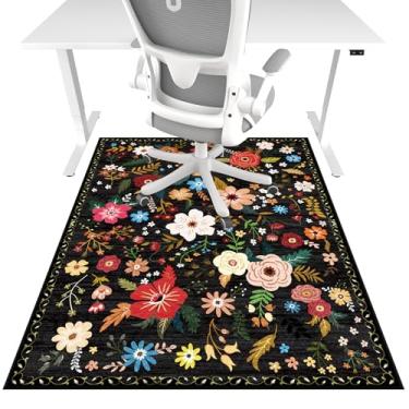 Imagem de Tapete de cadeira de escritório para piso de madeira e piso de azulejo, 91 cm x 121 cm, tapete de mesa resistente para pisos duros, tapete sob a mesa para cadeira de computador com rodas