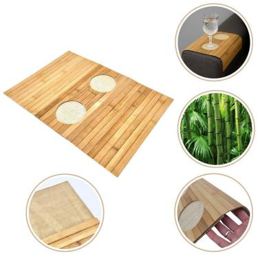 Imagem de Esteira Bambu Porta Copos Natural Braço De Sofá 41X29Cm