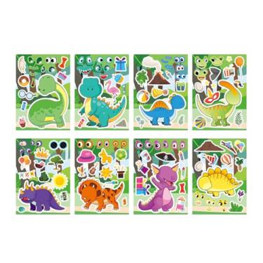 Imagem de 8 peças de adesivos fofos de dinossauro, adesivos de vinil para lembrancinhas de festa, artigos artísticos, jogos de artesanato, prêmios de atividade escolar, adesivos à prova d'água para meninas