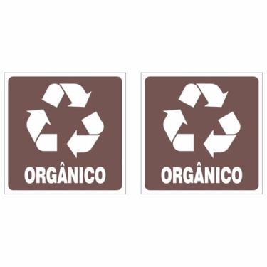 Imagem de Adesivo Coleta Seletiva Identificação de Lixeiras Kit 12x12cm - Plástico, Papel, Metal, Orgânico, Vidro, Borracha, Reciclável (Orgânico - Marrom)