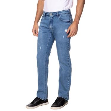Imagem de Calça Jeans Slim Straight Puidos Leves Guess Azul-Masculino