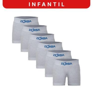 Imagem de Kit 6 Cuecas Zorba Infantil Boxer sem Costura Algodão 678 Mescla Claro