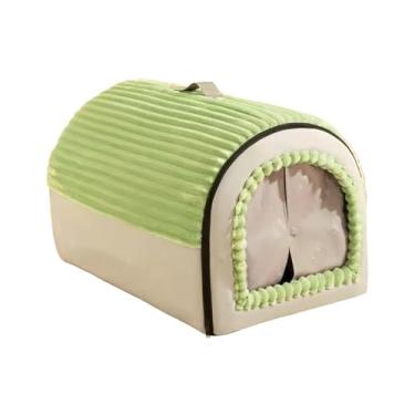 Imagem de IEUDNS Casinha para Gatos, Casinha para Animais de Estimação Fechada, Macia e Quente para o Inverno, Cama Portátil para Cães de Pequeno Brincando, Verde, M