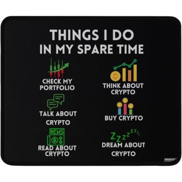 Imagem de Tapete de rato entusiasta de criptomoedas, tapete de rato preto para jogos com base antiderrapante, design lavável, 24 x 19 cm, tapete de rato cripto para tempo de reserva