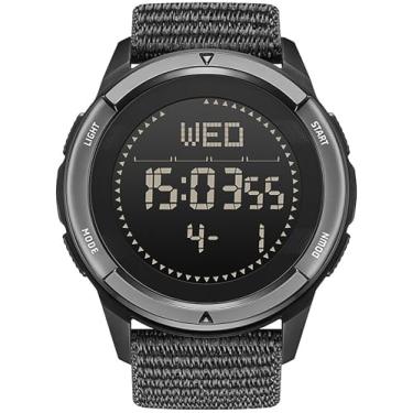 Imagem de Relógio de sobrevivência, bússola, contador de passos, 5 ATM, impermeável, com pulseira de nylon de fibra de carbono, leve e durável para caminhadas, natação, exercício, militar, tático, designer ao