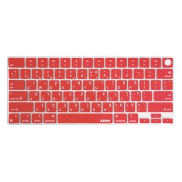 Imagem de XSKN Capa para teclado de silicone com letra hebraica vermelha para MacBook Air 13.6 15,3 polegadas M2 M3 M4 Chip 2022 2023 2024 2025 com Touch ID A2681 A3113 A3240 A2941 A3114 A32414