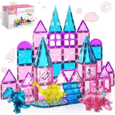 Imagem de Brinquedos de dinossauro com azulejos magnéticos, 60 unidades para men