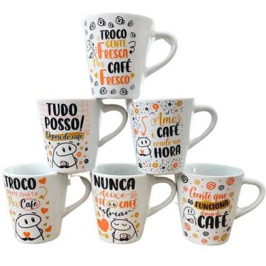 Imagem de Jogo de 6 Canecas Cônicas de 120ml Flork para Café - Porcelana - Antil
