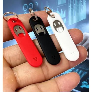 Imagem de 3 peças/conjunto de ferramentas de remoção de cartão SIM removedor de chip de telefone chip bandeja de cartão sim ferramenta de ejeção de pino de ejetor de agulha com pingente de chaveiro destacável