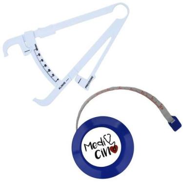 Imagem de Kit Avaliacao Fisica Medir Gordura Corporal Fita Metrica Imc Adipometr