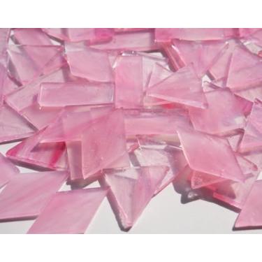 Imagem de CHICSHIS Azulejos de mosaico de vidro transparente textrued, peças de vitral de 200 g a granel para arte em mosaico, 4 formas de azulejos de vidro pré-cortados para artesanato em mosaico artesanal,