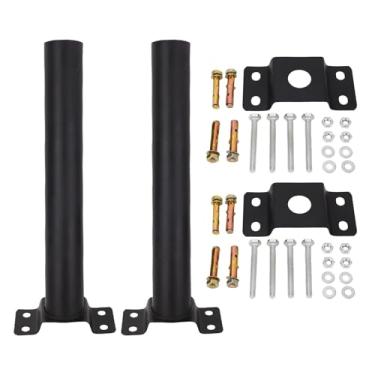 Imagem de Suporte de montagem em poste de luz Ângulo ajustável Suporte de montagem de iluminação solar para luz de rua e luz de celeiro Liga de aço preto fosco 58 mm 400 mm 2 conjuntos