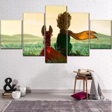 Imagem de Genérico - Quadro Decorativo Infantil O Pequeno Princípe, 5 Peças, 95x60cm, Resistente ao Desbotamento