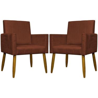Imagem de Kit 2 Poltronas Decorativas Mari Suede Pé Palito - Terracota Suede