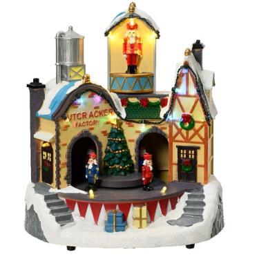 Imagem de Vila Natalina Cenario Arvore Natal Quebra Nozes Fabrica Som Led Movimento Decoraçao Loja Casa Festa Evento Recepçao