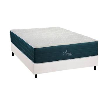Imagem de Cama Box Casal: Colchão Molas Masterpocket Ensacadas Polar Aquariuns + Base Crc Courano White (138x188)