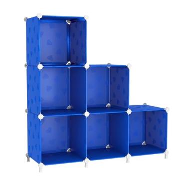 Imagem de UNKU Estante de prateleira aberta, organizador de armazenamento de 6 cubos, prateleira de exibição de 30 cm para CDs de livros, estante de livros DIY, prateleira de armazenamento ajustável para