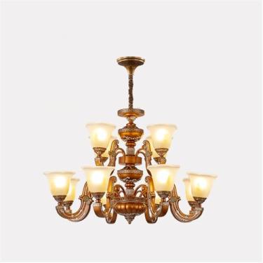 Imagem de Lustre de luxo europeu para sala de estar, estilo retrô americano, para restaurante, quarto, villa, hotel, café, duplex, loja de roupas, salão de beleza, luminária pendente (CA 12 lâmpadas)