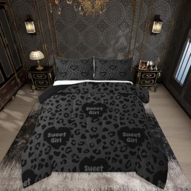 Imagem de jejeloiu Conjunto de edredom de leopardo, tamanho casal, guepardo, para crianças, meninos, meninas, estampa animal, safári, decoração de quarto, microfibra, 3 peças com 2 fronhas