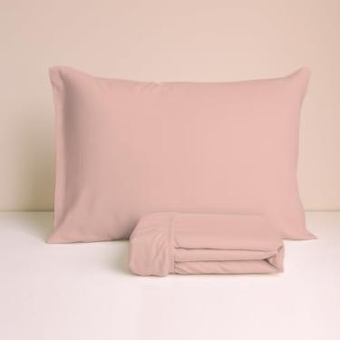 Imagem de Jogo De Lençol Simples Elástico 2 Peças Micro Percal Arte Cazza Rosa Solteiro King