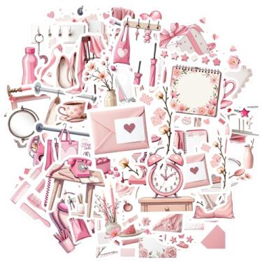 Imagem de 70 peças rosa pastel objetos vintage decoração de casa adesivos retrô para guitarra, laptop, capacete, skate, mala, geladeira, telefone, bagagem, laptop, guitarra, carro, adesivos, brinquedos