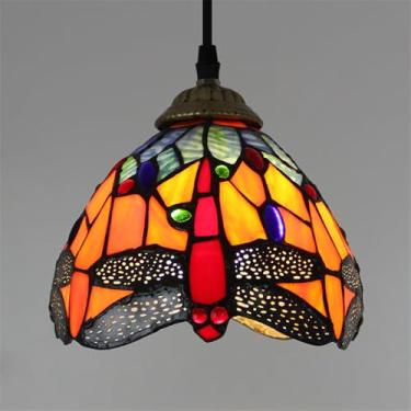 Imagem de Luminária pendente contemporânea de vidro colorido com LED, estilo retrô americano, para sala de estar, restaurante, quarto, casa de campo, hotel, corredor, café ou bar (Estilo 15 D20CM)