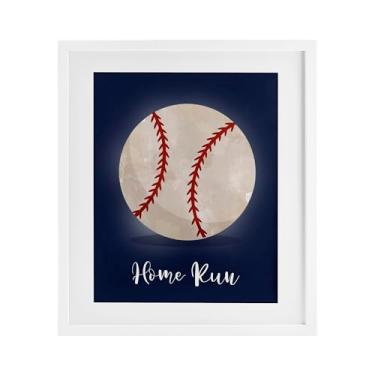 Imagem de Stupell Industries Impressão emoldurada branca Game On Home Run sob vidro, design de Christine Simpson Art, 40,6 x 33,5 cm