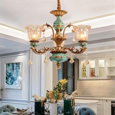 Imagem de Lustre de luxo europeu para sala de estar, estilo retrô americano, para restaurante, quarto, casa de campo, hotel, café, duplex, loja de roupas, salão de beleza, luminária pendente (A 3 lâmp
