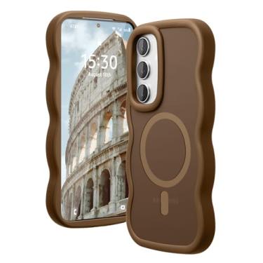 Imagem de Amzfield Capa para Samsung Galaxy S25 Plus, para S24 Plus, compatível com Magsafe, ondulado, design fofo, magnético, translúcido, fosco, rígido, capa protetora de silicone para mulheres e meninas