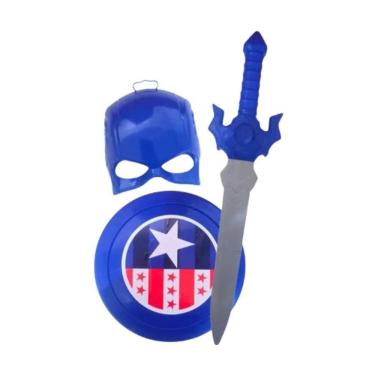 Imagem de Kit Fantasia Infantil Capitão América Máscara Escudo Espada