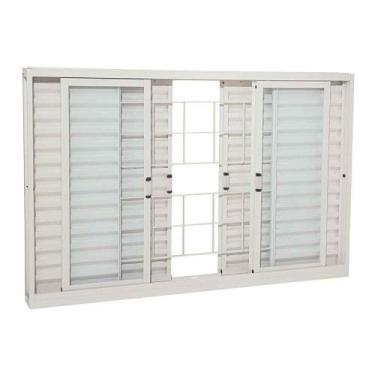 Imagem de Janela Veneziana Grade Quadriculada em Aço 100 x 200 x 12 cm 6 Folhas 