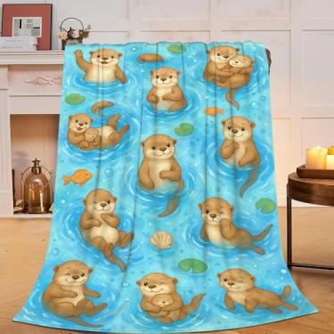 Imagem de Manta de lontra, presentes de lontra, para mulheres, meninas, mantas fofas, de flanela macia, aconchegante, felpudo, felpudo, quente, roupa de cama para crianças e adultos, 102 x 127 cm