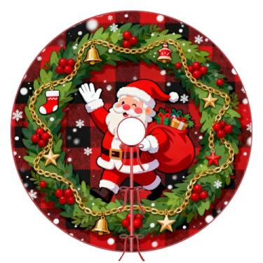 Imagem de Saia xadrez para árvore de Natal de Papai Noel, buffalo, vermelho, 91 cm, tapete para árvore de Natal, Feliz Natal, rústico, casa de fazenda, festas de fim de ano, decorações de pelúcia macia