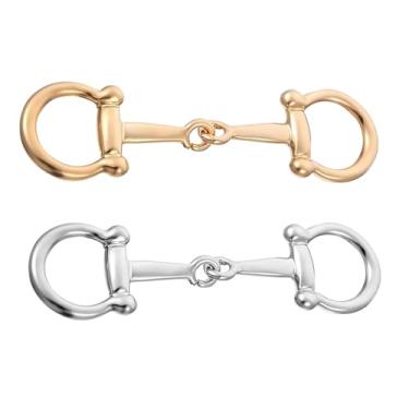 Imagem de LAYYUK 2 peças de clipe de anel de cachecol de metal fivela de seda horsebit, acessórios de silenciador vintage de ouro e prata, fecho de cavalo para mulheres (ouro + prata)