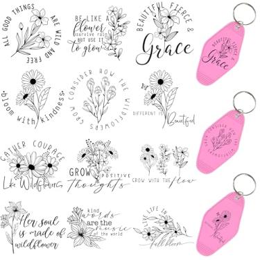 Imagem de 60 peças de papéis de transferência de chaveiro UV DTF - Decalques de vinil para chaves e etiquetas de bagagem, desenhos engraçados com revestimento resistente a arranhões, papéis de transferência