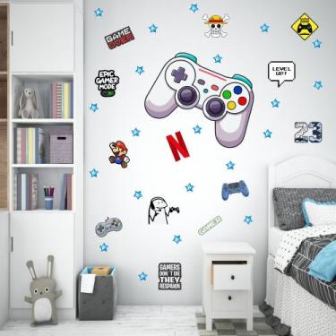 Imagem de Adesivo de Parede Controle de Vídeo Games Memes Jogos Play - Adesivos 