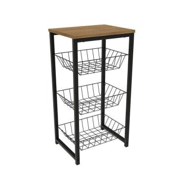 Imagem de Balcão Multiuso Cozinha Fruteira Crome Indrustrial Li035 Freijo-preto - Kappesberg