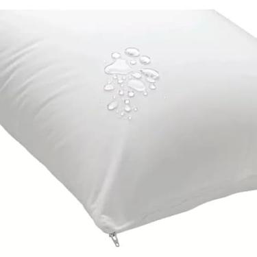 Imagem de Capa de Travesseiro Impermeável, 70x50cm, Polietileno e Polipropileno, com Zíper (Branco)