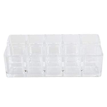 Imagem de Suporte de batom organizador expositor acrílico transparente 10 grade suporte de armazenamento para casa e loja de cosméticos transparente 17.2x6.8x5.1cm