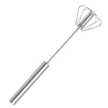 Imagem de Batedor Manual Rotativo de Aço Inoxidável para Ovos e Claras, Mixer Giratório Semi-Automático de Cozinha