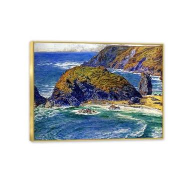 Imagem de William Holman Hunt Arte de Parede Ilha dos Aspargos Pôster Famosas Pinturas William Holman Hunt Decoração de Parede Impressões para Sala de Estar Quarto Escritório 40 x 30 cm (16 x 12 polegadas