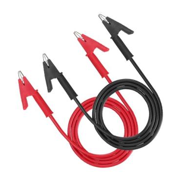 Imagem de Clipes jacaré de crocodilo de extremidade dupla, cabo de fio de teste de 15 A com clipes isolantes, 2 cabos flexíveis de teste de 1 m com braçadeiras de cobre para testes elétricos