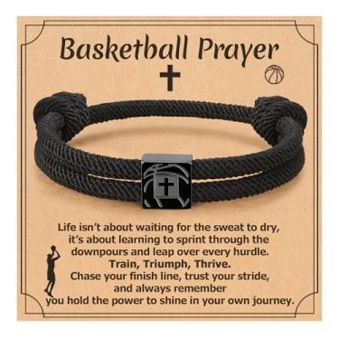 Imagem de ESPVO Pulseira de beisebol/basquete/futebol/futebol/hóquei para adolescentes, meninos, homens, pulseiras cruzadas, presentes para jogadores, amantes do time, filho, neto, irmão, sobrinho, amigo