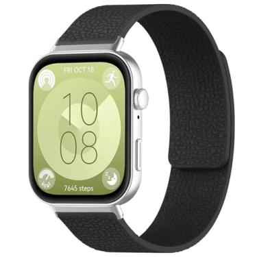 Imagem de Pulseira magnética de silicone para Huawei Watch Fit4 / Fit4 Pro/Fit3 xDfind Litchi Texture (preto)