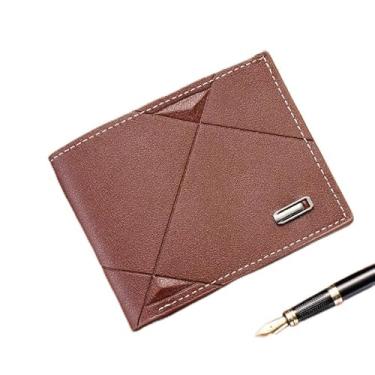 Imagem de Carteira Pequena Horizontal Masculina Estilo Coreano - Carteira Fashion com Múltiplos Compartimentos e Grande Capacidade(Marrom Claro)